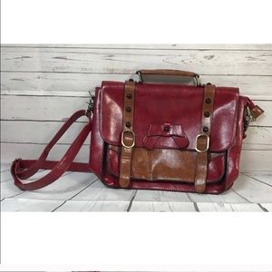 Red Faux Leather Ecosusi Woman’s Brief Case